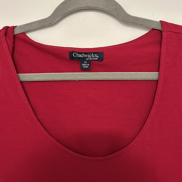 Chadwick’s Red Scoop Neck Pleated Dress - Picture 5 of 6